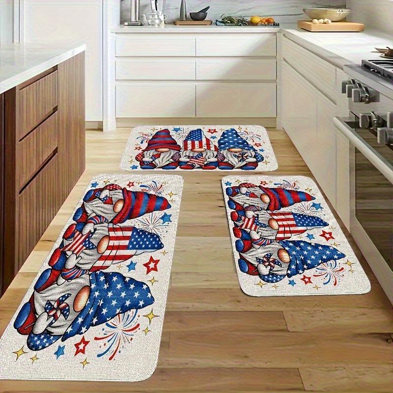 1PC Patriotic Gnome CelebrationKitchen Rug Non-Slip Door Mat Pop design Bathroom Rug Bath Mat Carpet for Home Sink Laundry Decor