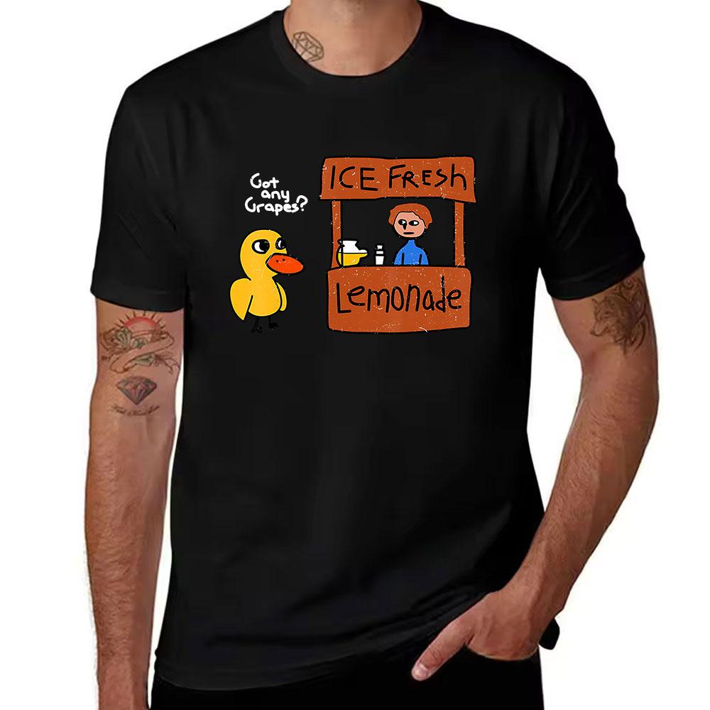 Men's Cotton Short Sleeve T-Shirt  Ice Fresh Lemonade Stand & Funny Duck Graphic Print Casual T