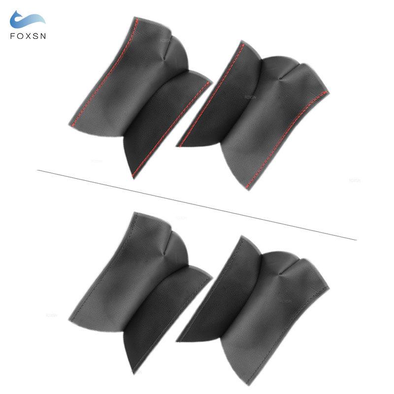 Microfiber Leather Handle Cover For VW Tiguan 2017 2018 - 2022 2pcs Hand Sewing Car Door Armrest Panel Handle Pull Cover