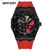Sanda Men's Waterproof Alloy Car Wheel Design Silicone Wristwatch