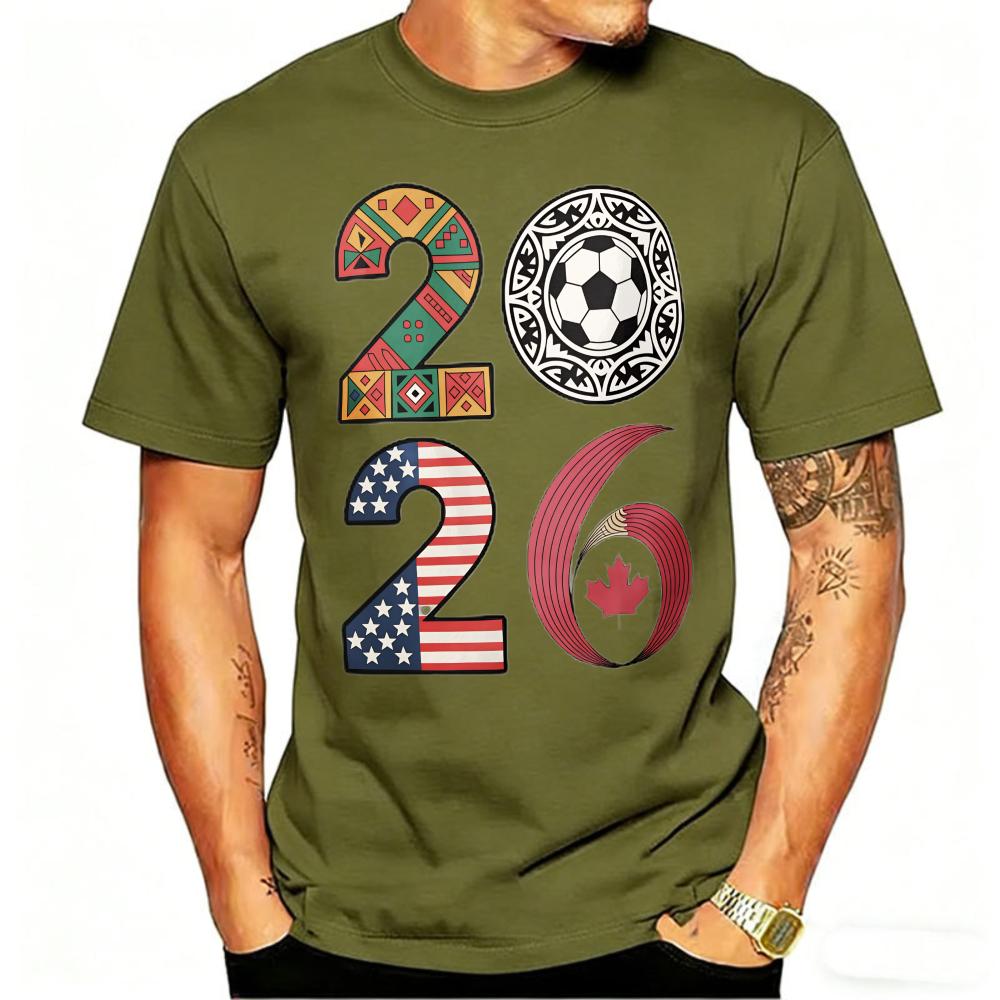 USA Canada Mexico Soccer T-Shirt Cotton Shirt Tribal & Flag Graphic Tee, Ideal Gift for North American Football Enthusiasts
