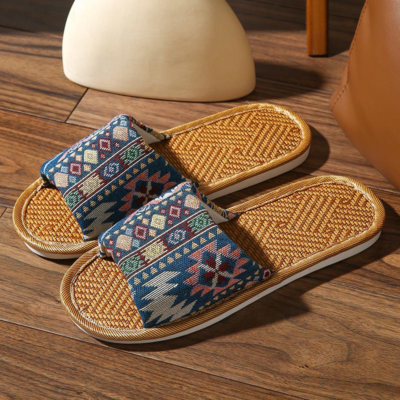 Unisex Rattan-Slipper: Sommer Indoor Rutschfest, Dicksohliger Bambusstroh, Perfekt für alle Jahreszeiten