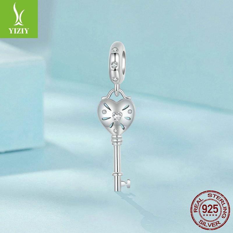 Personalized Fashion Love Key Diy Pendant Accessories, Lucky Charm S925 Silver Bracelet Beaded