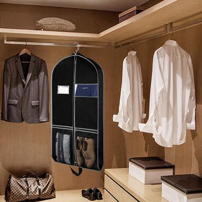 Borsa per abiti resistente alla polvere da viaggio con copertura antipolvere per indumenti in tessuto non tessuto con tasche Borsa per abiti pieghevole antipolvere con finestra trasparente Etichetta impermeabile