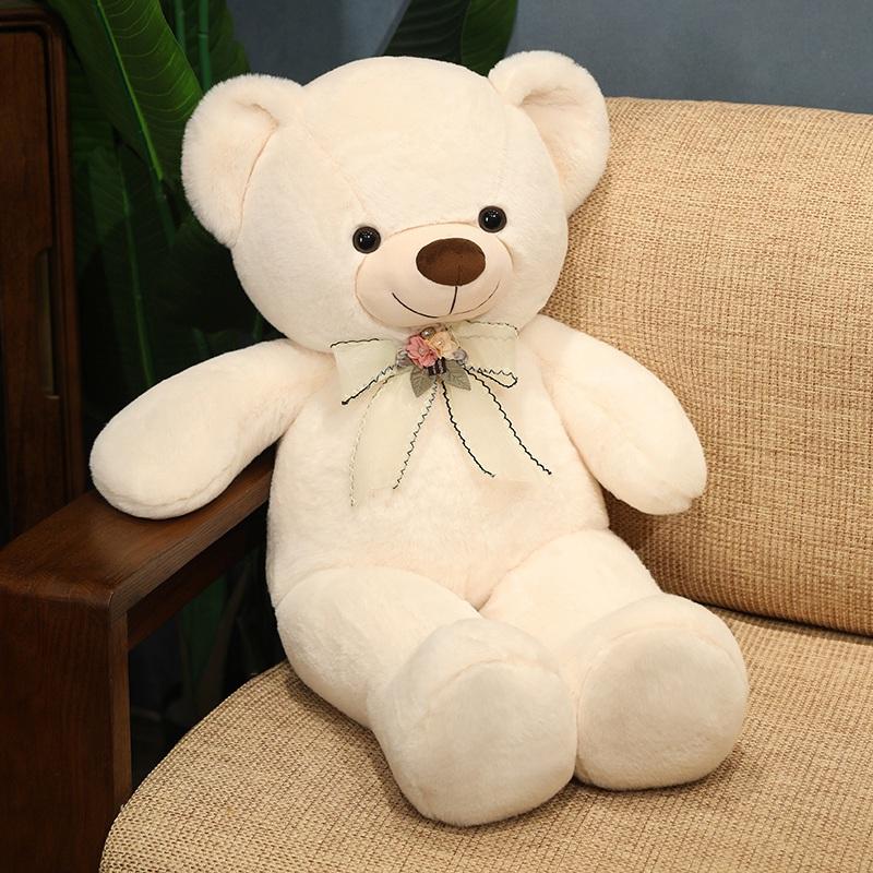 

Милый плюшевый мишка с галстуком-бабочкой, плюшевая игрушка, кукла для обнимания, подушка для обнимания, подарок на День святого Валентина, день рождения для девушки 80CM белый