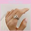 Korean Daejeon Hollow Heart Shaped Love Ring For Women Adjustable Pure Silver Design