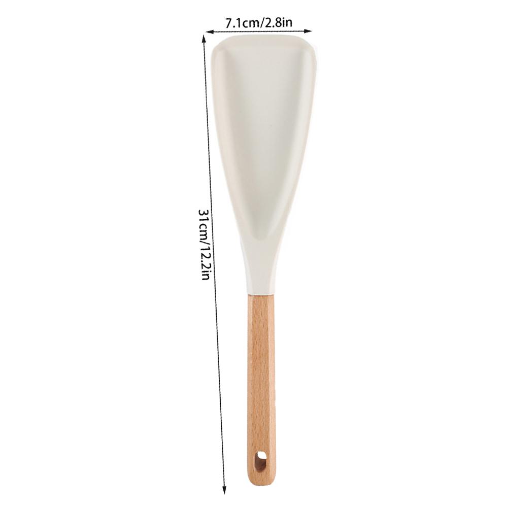 Silicone Cooking Spoon for Nonstick Cookwares,Durable BPA-Free,Rice Scooper,Wood Handle Spoon for Mixing Salad,Scoop,Scrape