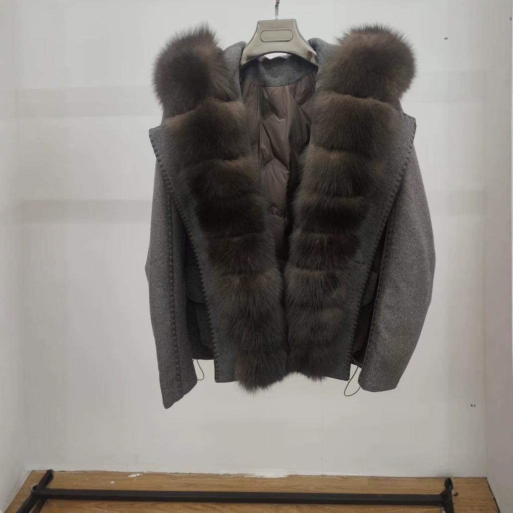 Loose natural real big fox fur collar down jacket women's winter new fashion loose thickened warm jacket