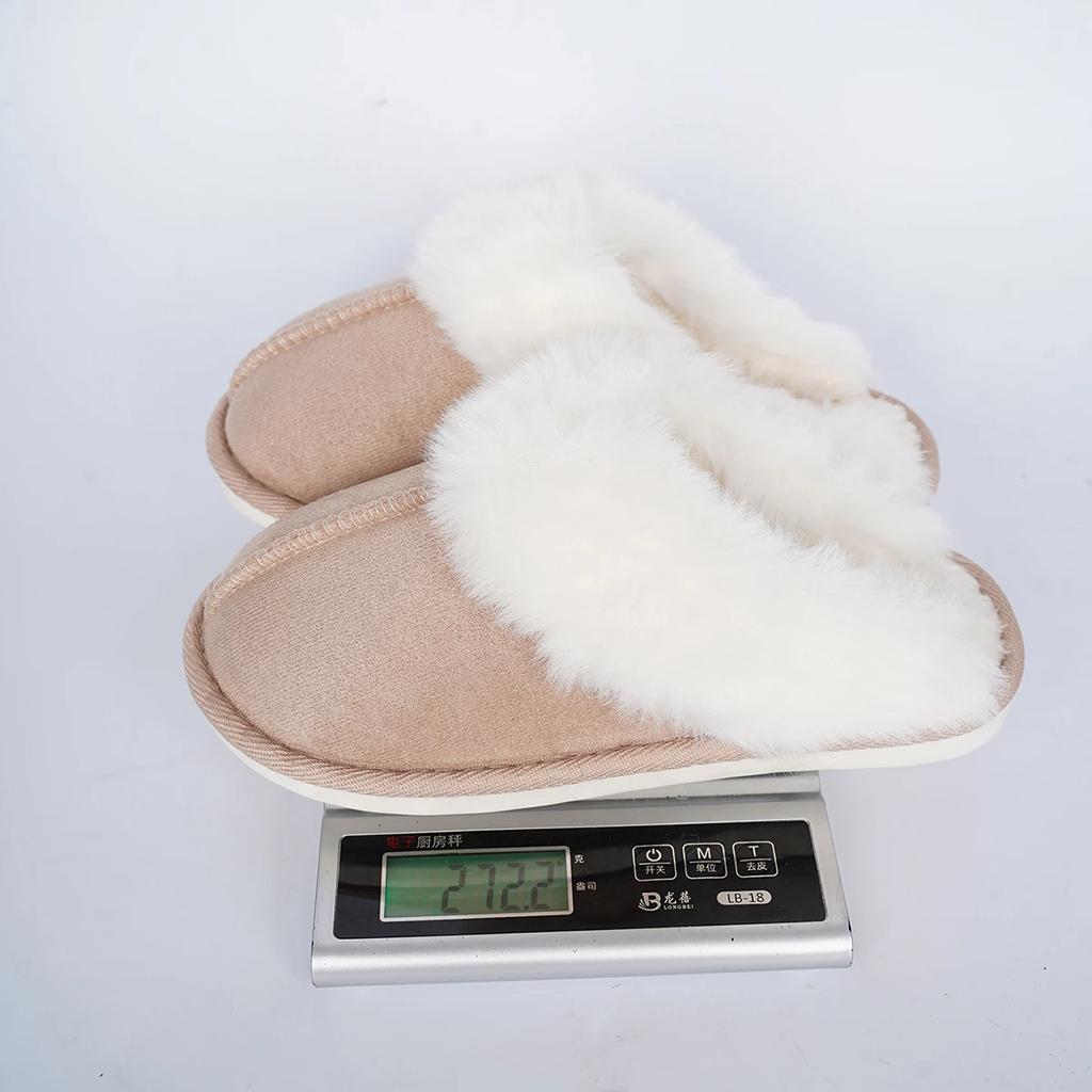 Closed Toe Warm Cotton Slippers Women Faux Fur Thicken Plush Winter Home Shoes Woman Lightweight Casual Indoor Slides Female