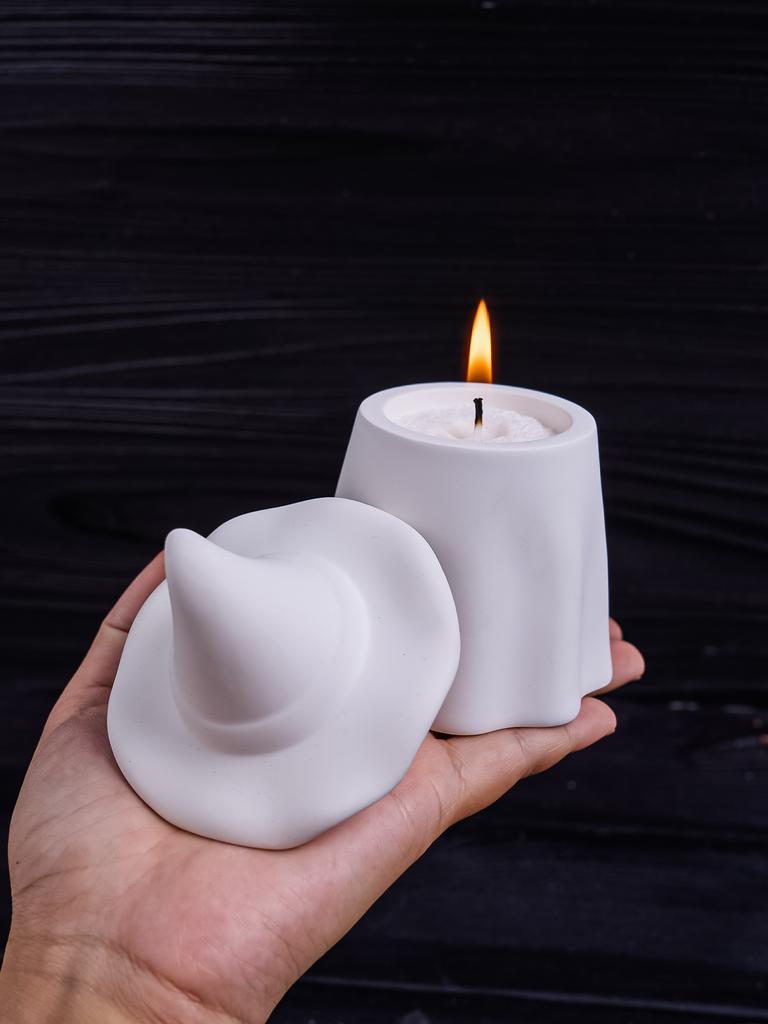 DIY Ghost Candle Jar Silicone Mold Halloween Creative Storage Jar Concrete Mould Handmade Gypsum Crafts Casting Molds Home Decor