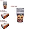 Happy Halloween Party Decoration Supplies Pumpkin Tablecover Straws Paper Plates