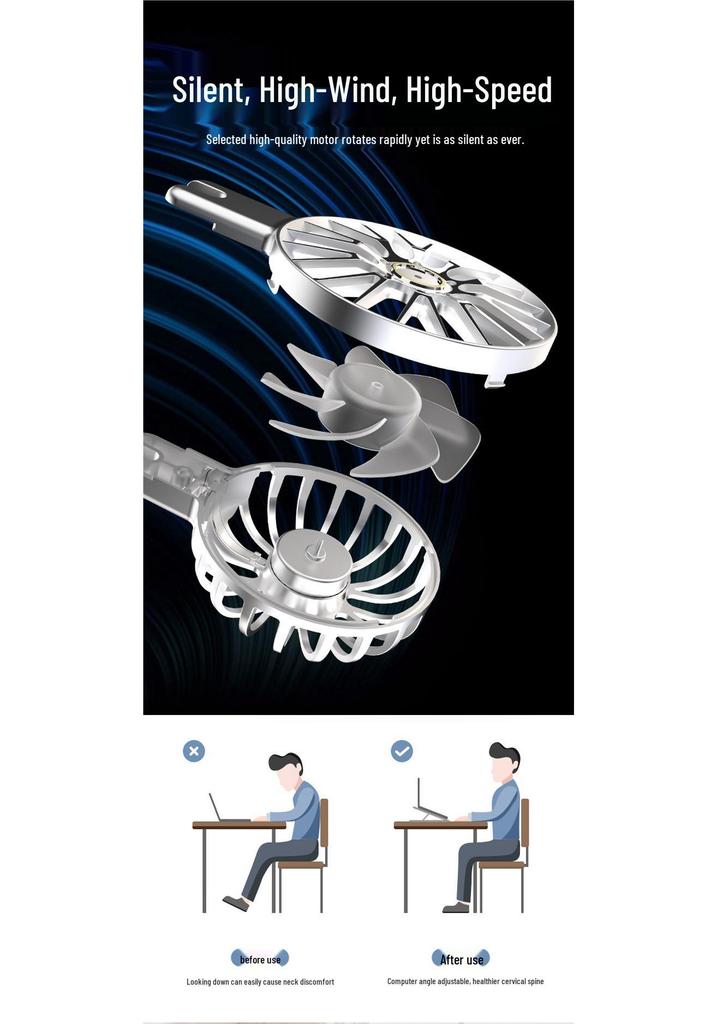 Adjustable Aluminum Laptop Stand with Cooling Fan