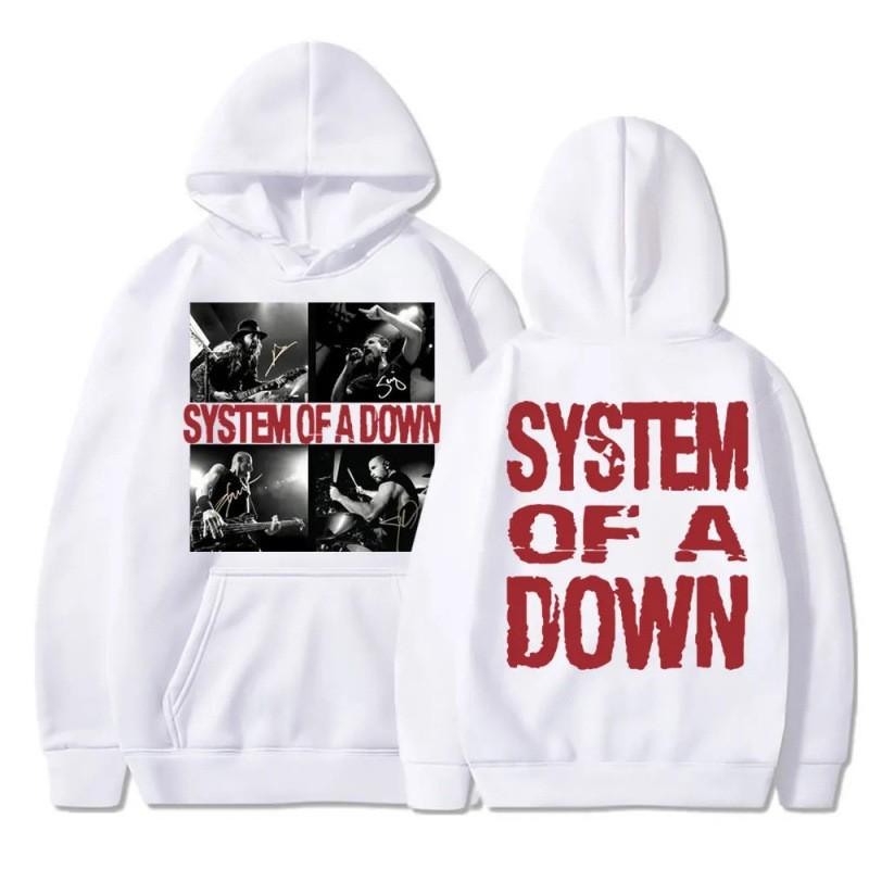 Mens Graphic Hoodie Rock Band System Of A Down Print Casual Sweatshirt Thin Fit