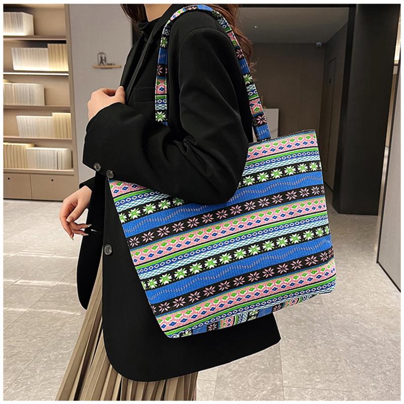 2025 Nouă Modă Stil Etnic Chinezesc Geantă de Umăr pentru Femei Geantă Tote din Pânză de Înaltă Calitate Doamnelor Capacitate Mare Simplă Imprimată Versatilă Clutch Genți de Mână