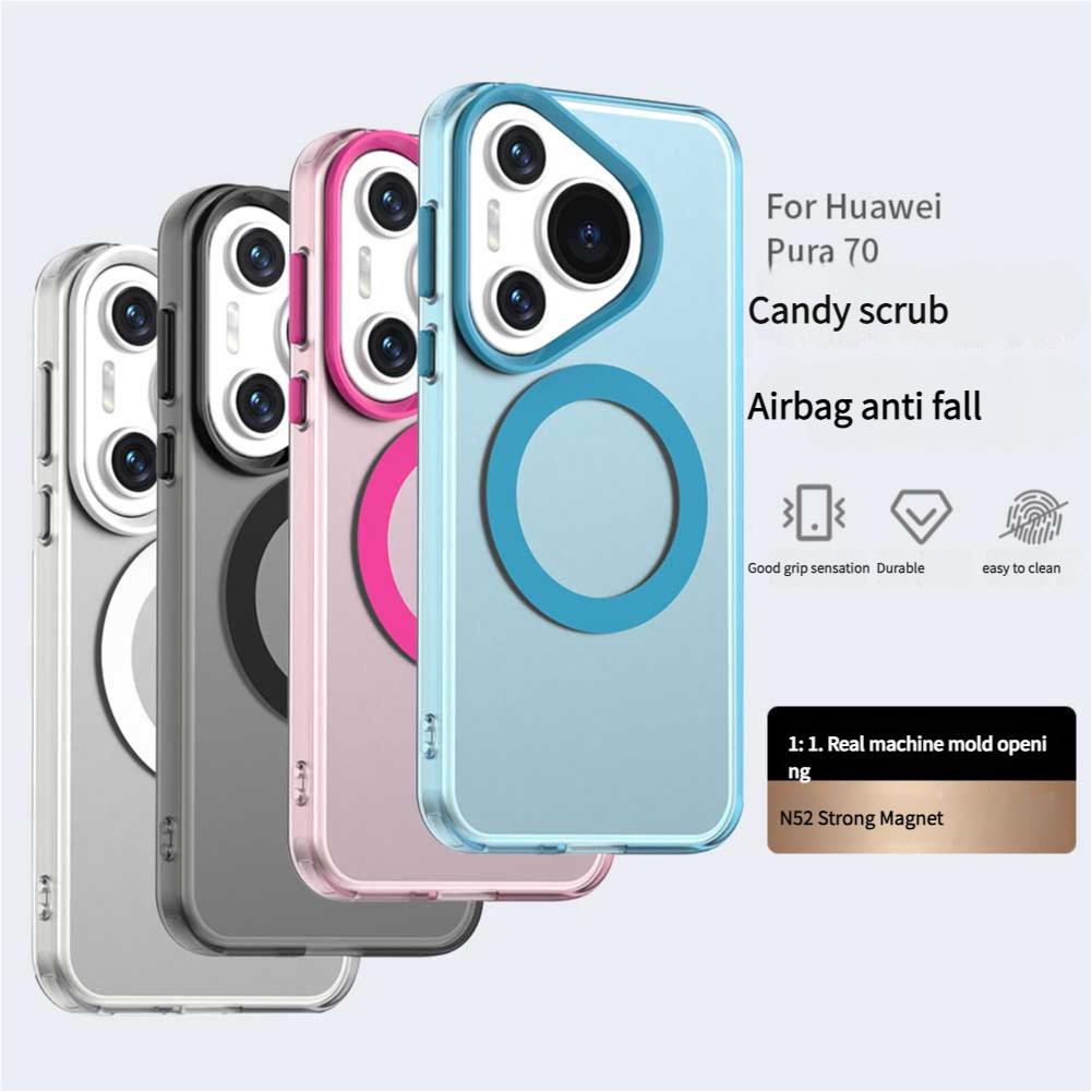 Magsafe Matte Phone Case For Huawei Pura 70 Ultra Pro Pro+ Protective Case Magnetic Wireless Charging Shockproof Back Cover