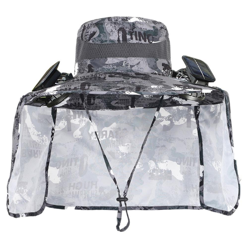 Sun Protection Sun Hat with 2 Solar Fan Fishing Hat  for Fishing Hiking Mountaineering