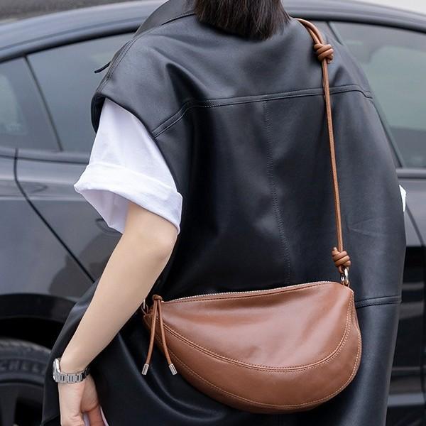 Fashion spring and summer new national style simple shoulder bag soft leather large capacity wide shoulder strap crossbody saddle bag commuting