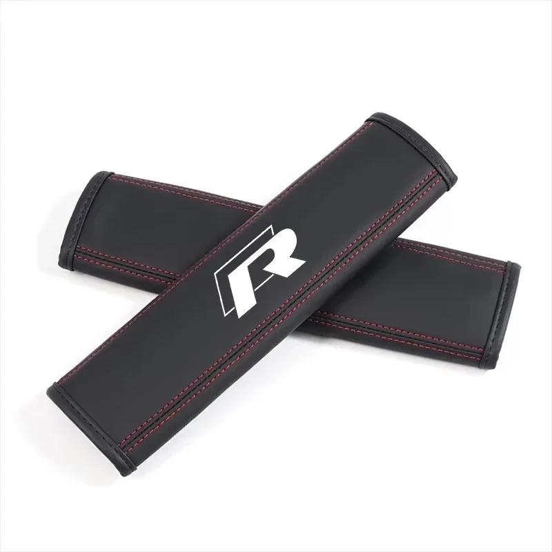 

2026 Hot Sticker 2Pcs for Volkswagen R RLine Polo Golf GTI Passat Tiguan Touareg Caddy Jetta Leather Car Seat Belt Shoulder Cove