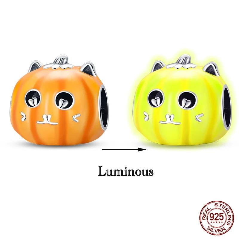 Copper Halloween Series Charms Luminous Pumpkin Demon Skull Beads For Fit 3Mm Original Bracelet Diy Jewelry