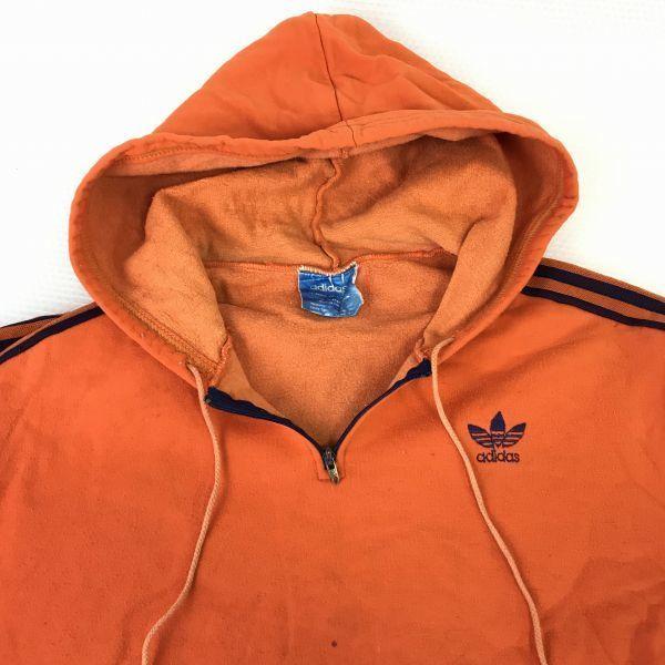 1960s-70s France Vintage adidas VENTEX Tag Pullover Hoodie Men's M Orange(USED)