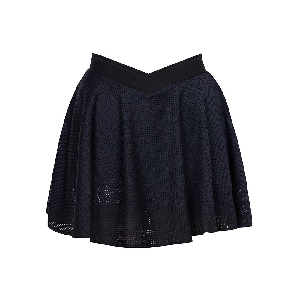 J Jane V-Band Mesh Flare Skirt (Black)