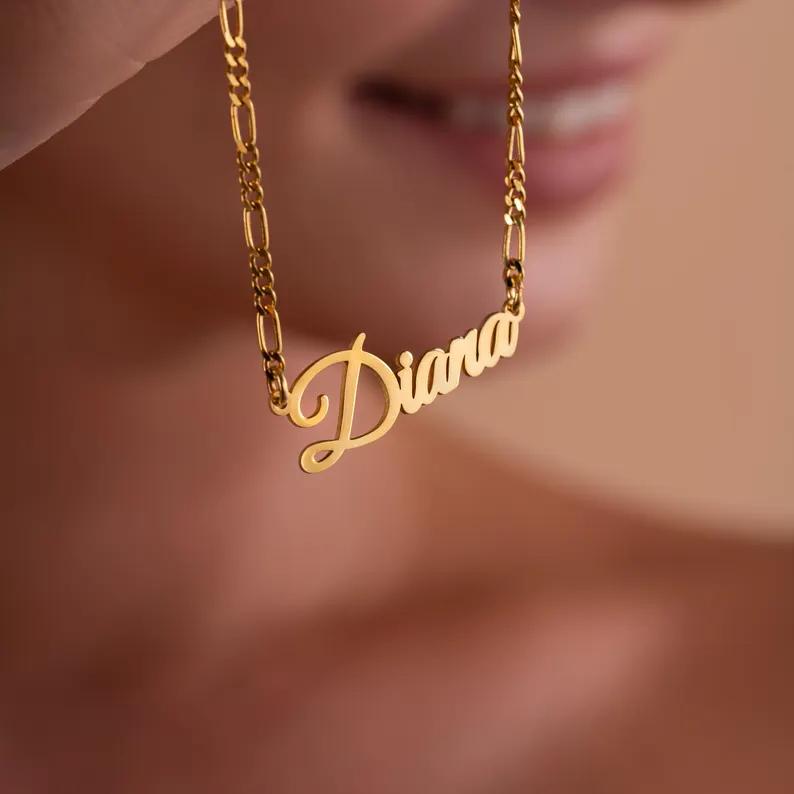 Personalized Custom Stainless Steel English Letter Name Collarbone Chain 18K Gold Plated Pendant Jewelry Drop Shipping Shopify