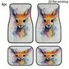 4pcs Car Floor Mats, Watercolor Deer Head Ink Drop Pattern, Material, Universal Fit For Front And Rear Seat Accessories, Vehicle