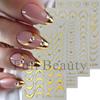 4PCS Gold Nail Art Stickers 3D Rhinestone Decals Colorful Sliders Manicure Decor Nail DIY