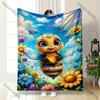 3D Bee Soft Blanket for Girls with Cartoon Pattern- Cozy Fuzzy Kids Throw Blanket for Home Sofa Daycare & School, Holiday Gifts