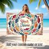 Fish Ocean Theme Beach Towel Personalized Custom Name & Text Soft Quick Dry Beach Towel for Swimming Travel