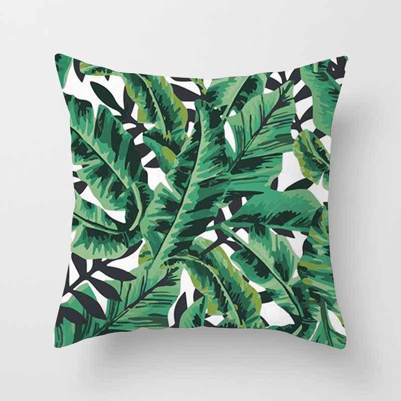 Fashion Tropical Plant Polyester Pillow Case Office Fabric Sofa Cushion Cover Home Polyester Pillow Case