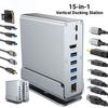 15 In 1 USB-C Docking Station Type-C 4K60Hz HUB With HDTV PD 100W USB 3.0 SD/TF RJ45 1000M 3.5 mm Audio For Laptop