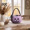 Porta caramelle ricamato Sacca zucca di Halloween per bambini, Borsa per dolcetto o scherzetto Decorazione festiva con manico, Secchiello riutilizzabile per snack Bomboniere per feste
