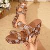 Fashion Denim Checkered Wedge Heel Sandals for Women Summer 2025 New Fashion Chunky Platform Sandals Woman Thick Bottom Outdoor Slippers