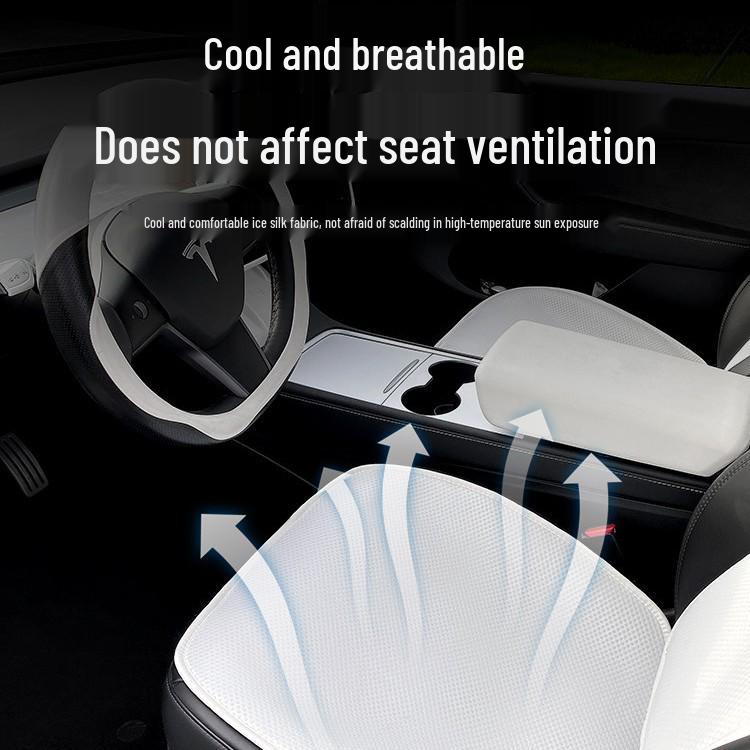 Tesla Model Y Refresh Seat Cushion Cover: Breathable, All-Season, Special Interior Modification.