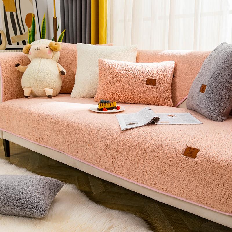 Winter Sofa Cushion Thickened Fleece Non-Slip Seat Cushions Simple Modern Warm Sofa Cover Slipcover