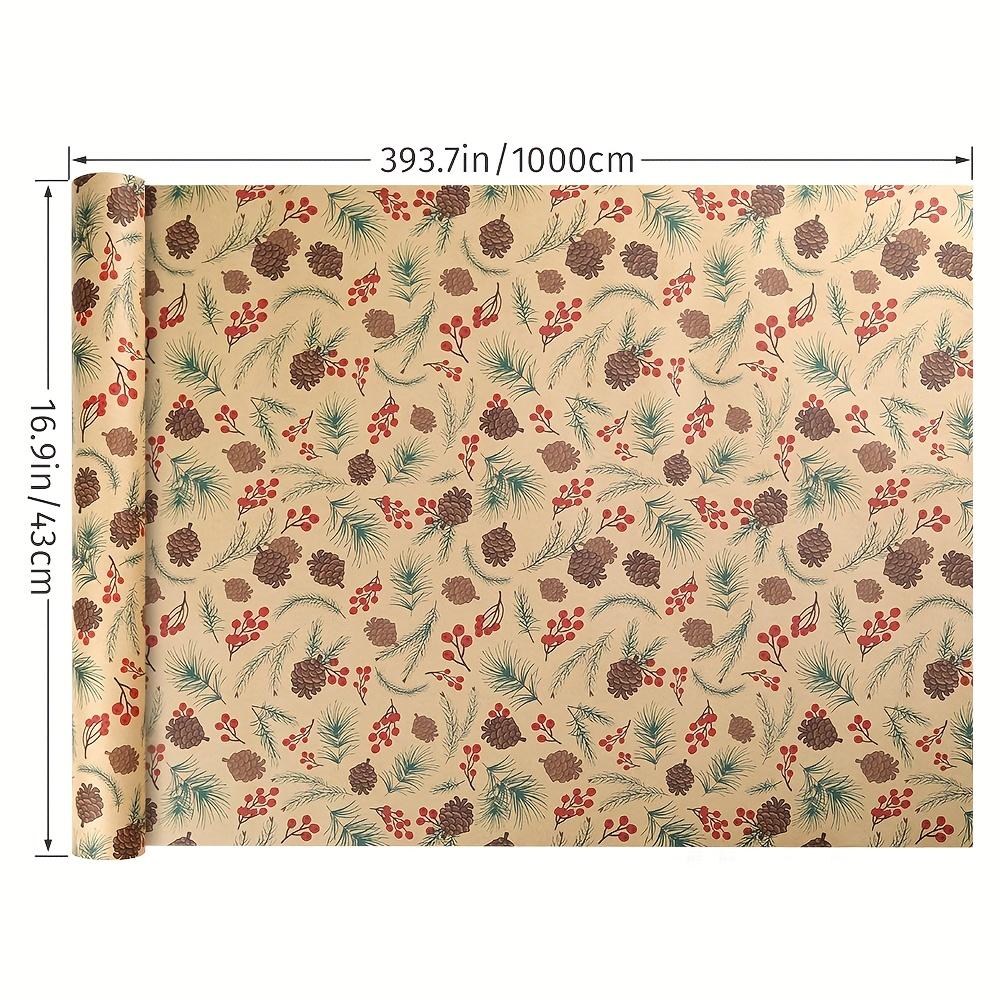 1roll Vintage Christmas Packaging Paper Holiday Wrapping Sheet with Pine Cone,Gifts,Decorations - Rustic Farmhouse Holiday Decor