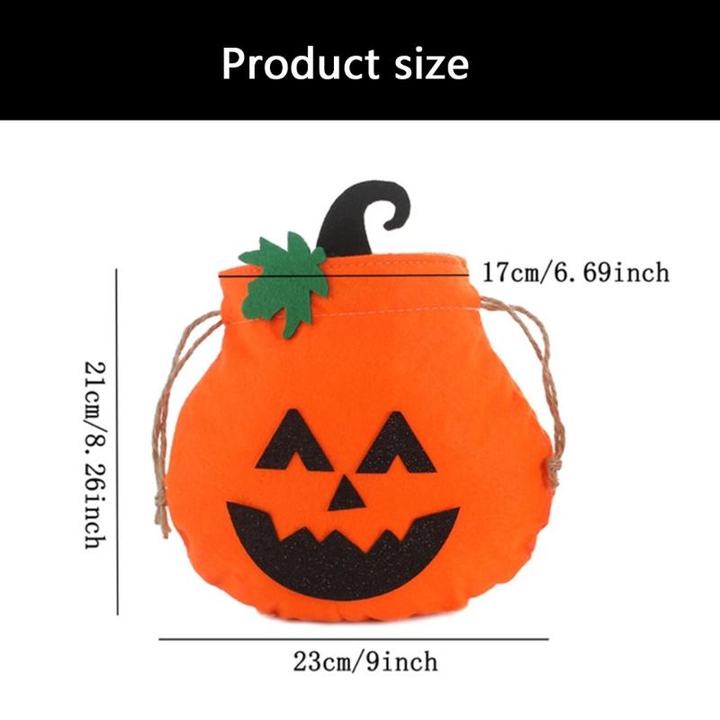 Pumpkin Shape Trick or Treats Bag Halloweens Candy Collector With Soft Handle for Holiday Accessory Storage Pouch