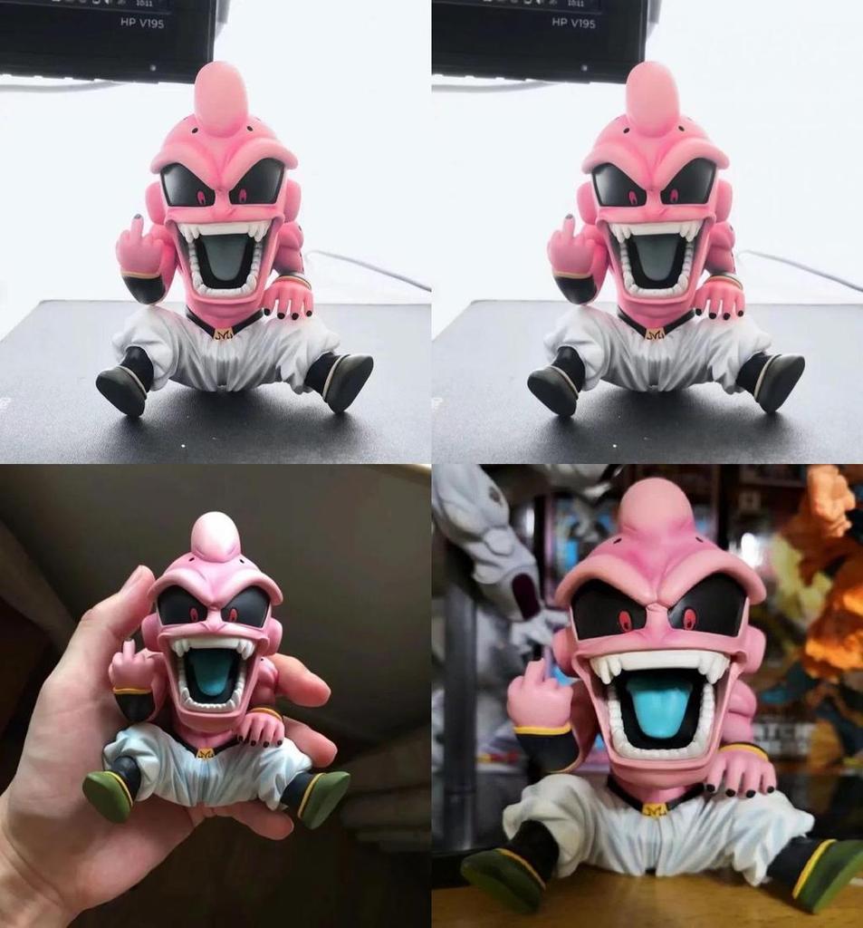 Design Intemporel Dragon Ball Z Super Saiyan Kid Buu Doigt d'Honneur Vertical Figurine en PVC