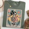 Sphynx The Cat Lady T-Shirt, Skeleton Holding Cat Tee, Funny Hairless Cat Mom Shirt, Cat Lover Gift, Halloween Tarot Card Pet Owner Shirt