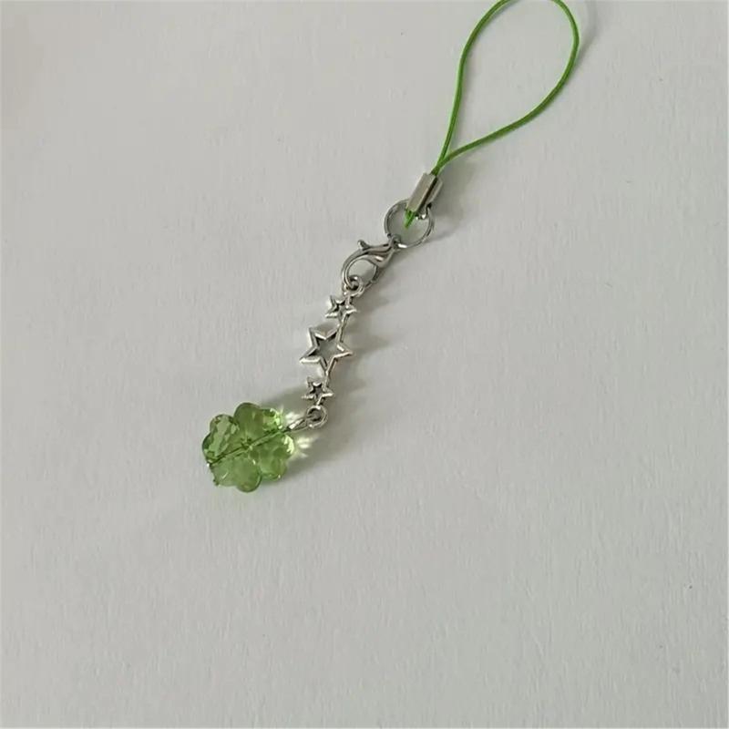 Cute Crystal Clovers Charm Phone Chain Elegant Crystal Four Leaf Clovers Phone Strap Accessory Versatile Phone Lanyard