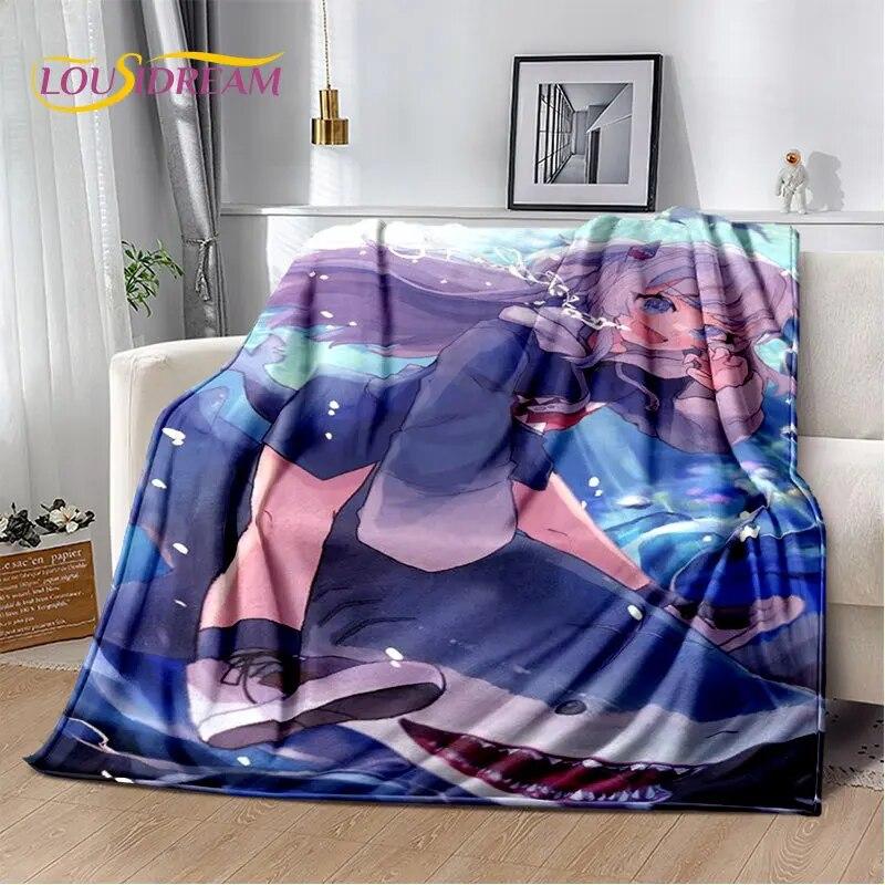 Gawr Gura Hololive Cute Anime Soft Plush Blanket,Flannel Blanket Throw Blanket for Living Room Bedroom Bed Sofa Picnic Cover Kid