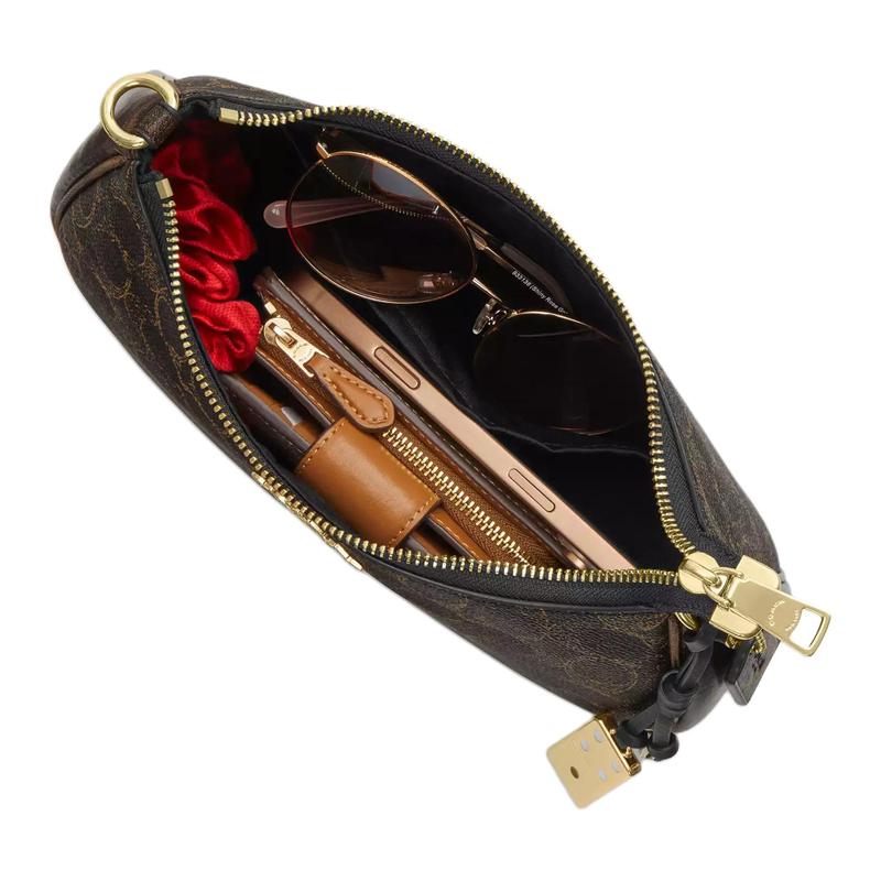 Coach Borsa a Spalla Teri 24 Classica Monogramma Ecopelle e Pelle di Vitello Media Donna Marrone