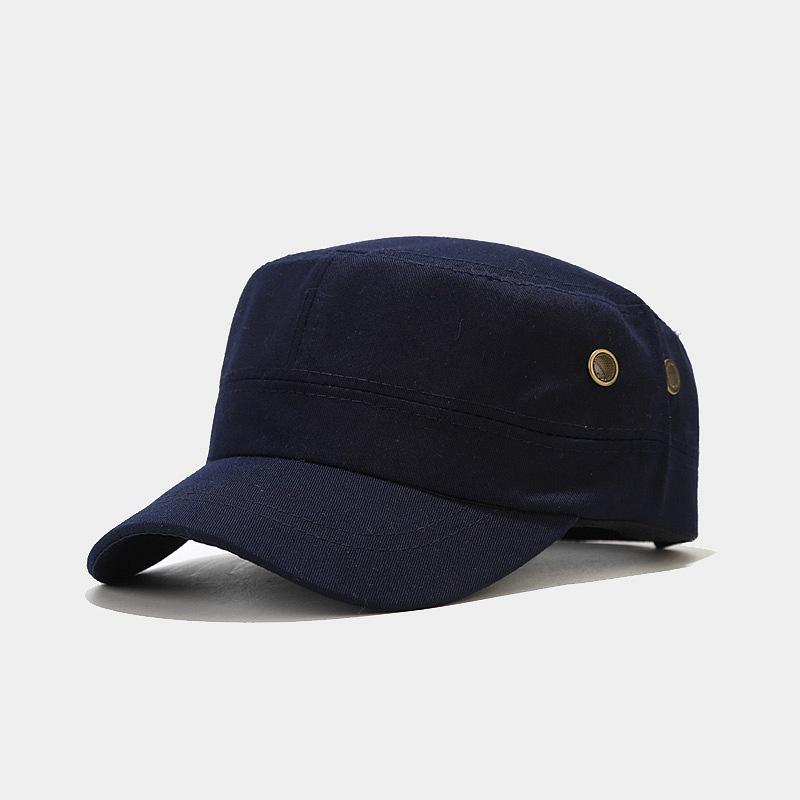 

New fashion Breathable Cotton Military Cap - Flat Top Army Hat with Adjustable Back for Daily Wear Adjustable&Adult темно-синього кольору
