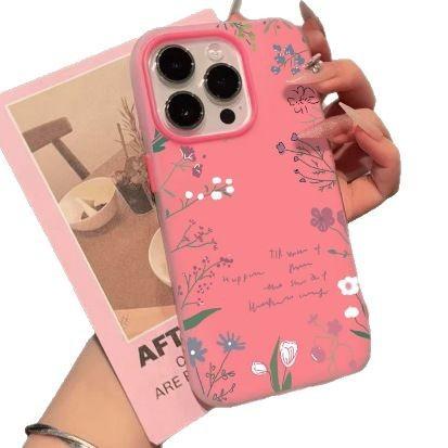 Ins English Wildflower Suitable for Apple 16/17promax Mobile Phone Case iPhone15 Skin Feeling 12 Matte 14 Women 13