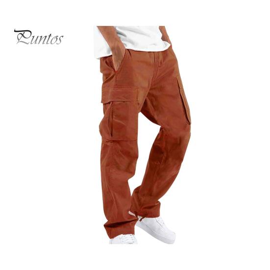 Erkek Kargo Pantolon Çok Cepli Bağcıklı Elastik Bel Ayarlanabilir Bacak Büyük Beden Bol Düz Renk Spor Salonu Açık Hava Uzun Harem Pantolon