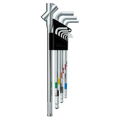WISE Ball Point Hexagonal Wrench Set of 9 Long Made In Be (with Handle) Japan/Can tightened/[SBL-1000]