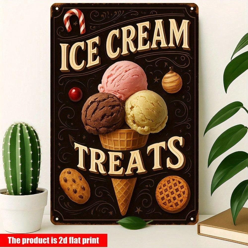 Vintage Ice Cream Metal Sign Wall Decor For Kitchen Cafe Bar