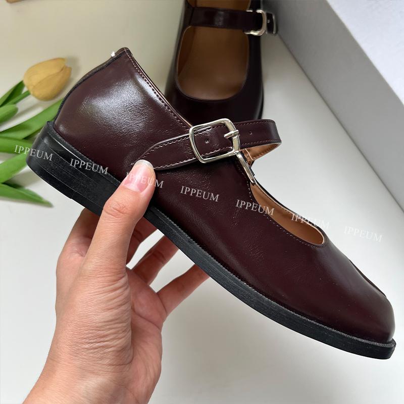 Módní IPPEUM Tabi boty baleríny boty s rozdělenou špičkou nadměrná velikost 44 mokasíny hnědé boty černá kůže dámské Mary Janes Tabis