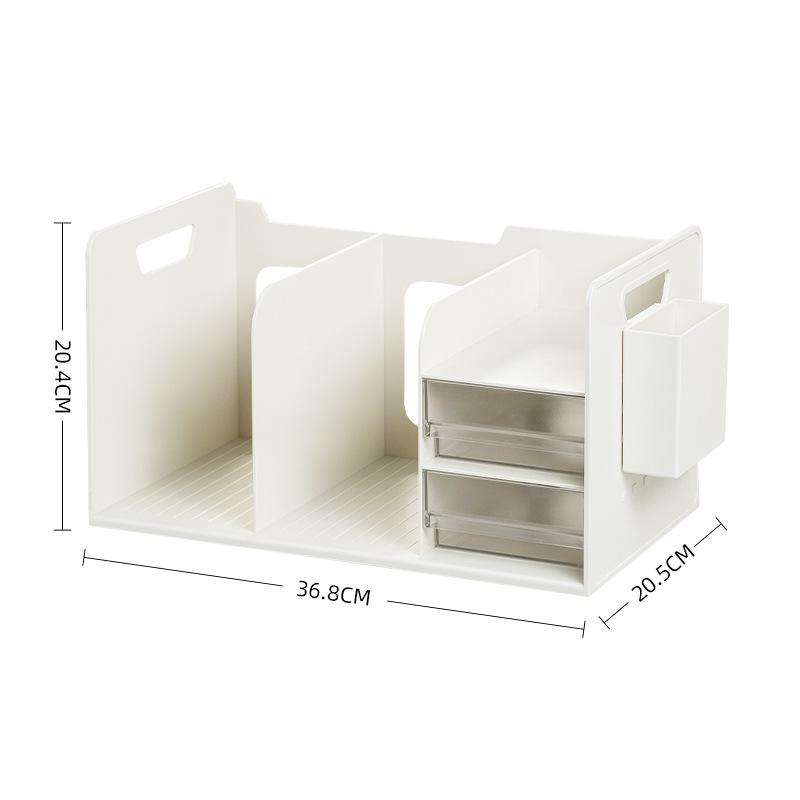 Drawer Book Stand Storage Rack, Student Bookshelf Desktop Storage Panel Storage Box
